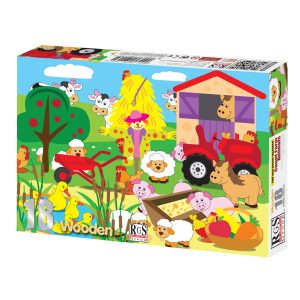 Count Farm Animals 18 Piece Wooden Puzzle